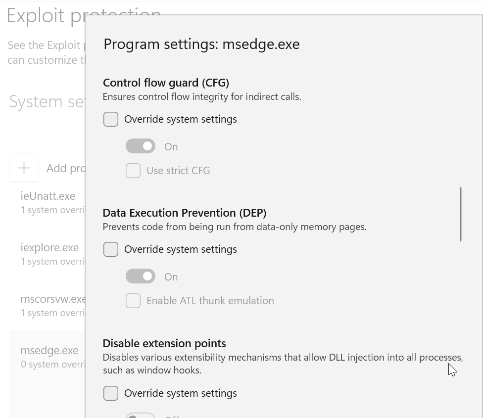 Exploit Protection - Windows 11 Must-Have?! 1 Exploit Protection Einstellungen im Security-Center.