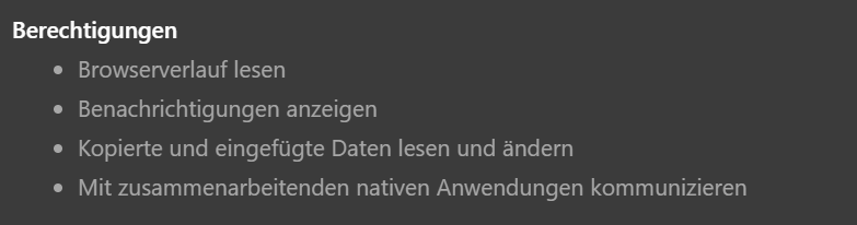 Browser Add-On-Berechtigungen