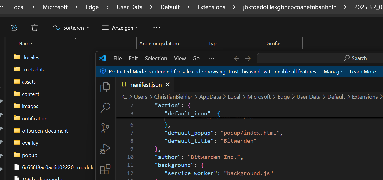 Manifest.json von Bitwarden