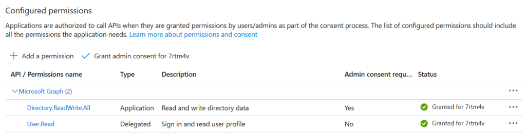 Azure App Registration - Permissions